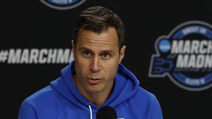 Mar 26, 2026; Washington, DC, USA; Duke Blue Devils head coach Jon Scheyer speaks with the media during a press conference ahead of the east regional of the men's 2026 NCAA Tournament at Capital One Arena. Mandatory Credit: Geoff Burke-Imagn Images Mar 26, 2026; Washington, DC, USA; Duke Blue Devils head coach Jon Scheyer speaks with the media during a press conference ahead of the east regional of the men's 2026 NCAA Tournament at Capital One Arena. Mandatory Credit: Geoff Burke-Imagn Images