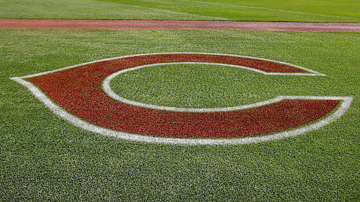 Cincinnati Reds logo on the field