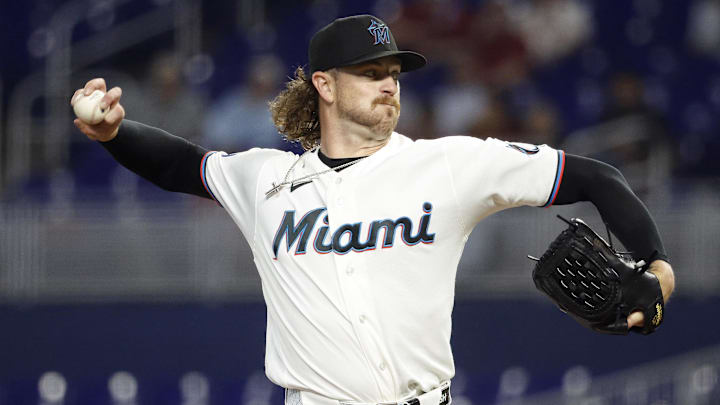 Miami Marlins starting pitcher Chris Paddack (33) throws