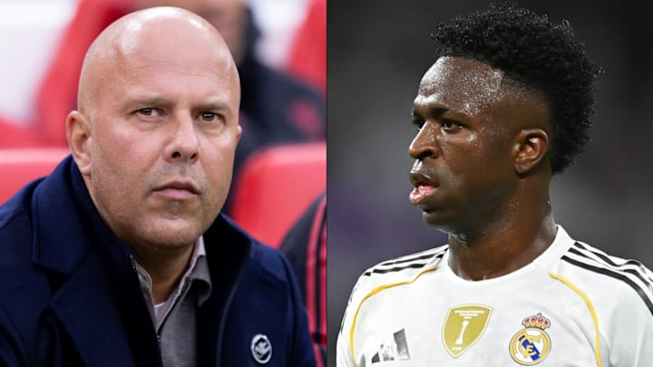 Arne Slot (left) and Vinícius Júnior headline the gossip. 