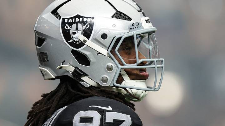 Aug 27, 2026; Paradise, Nevada, USA; Las Vegas Raiders defensive lineman Tonka Hemingway (97) on the field before the game against the San Francisco 49ers at Allegiant Stadium. Mandatory Credit: Christopher Trim-Imagn Images Aug 27, 2026; Paradise, Nevada, USA; Las Vegas Raiders defensive lineman Tonka Hemingway (97) on the field before the game against the San Francisco 49ers at Allegiant Stadium. Mandatory Credit: Christopher Trim-Imagn Images