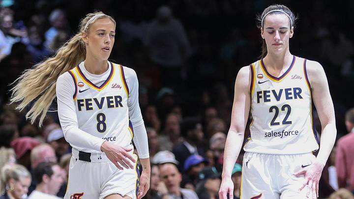 Indiana Fever guards Sophie Cunningham (8) and Caitlin Clark (22) Indiana Fever guards Sophie Cunningham (8) and Caitlin Clark (22)
