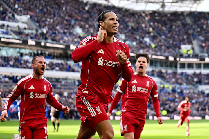 Virgil van Dijk celebrating.