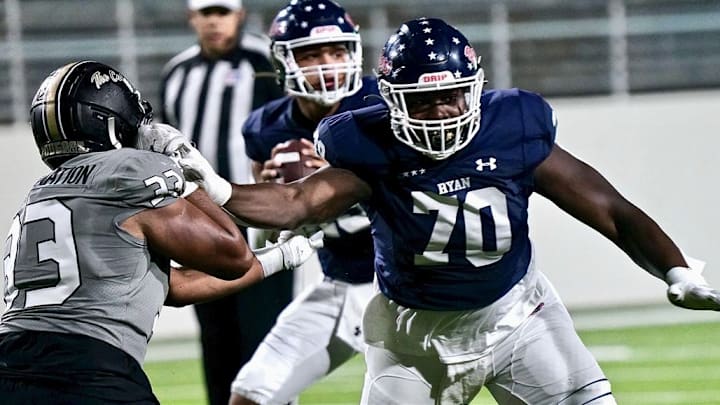Denton Ryan offensive lineman Ty Haywood (70) is the top remaining uncommitted player for the Class of 2025 in the state of Texas. Denton Ryan offensive lineman Ty Haywood (70) is the top remaining uncommitted player for the Class of 2025 in the state of Texas.