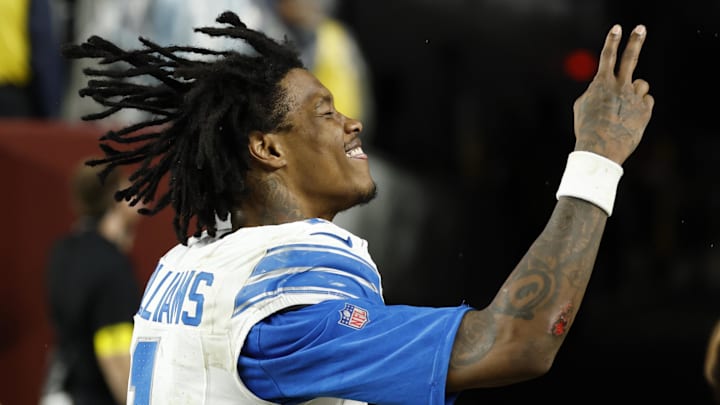 Nov 9, 2025; Landover, Maryland, USA; Detroit Lions wide receiver Jameson Williams (1) while leaving the field after the Lions' game against the Washington Commanders at Northwest Stadium. Nov 9, 2025; Landover, Maryland, USA; Detroit Lions wide receiver Jameson Williams (1) while leaving the field after the Lions' game against the Washington Commanders at Northwest Stadium.