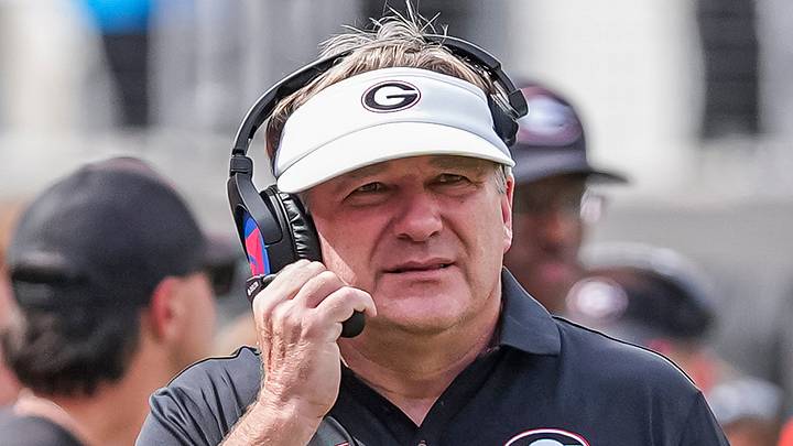 Oct 3, 2026; Athens, Georgia, USA; Georgia Bulldogs head coach Kirby Smart reacts on the sideline during the game against the Vanderbilt Commodores at Sanford Stadium. Mandatory Credit: Dale Zanine-Imagn Images