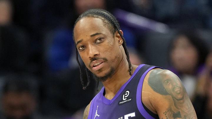 Apr 3, 2026; Sacramento, California, USA; Sacramento Kings guard DeMar DeRozan (10) during the third quarter against the New Orleans Pelicans at Golden 1 Center. Mandatory Credit: Darren Yamashita-Imagn Images