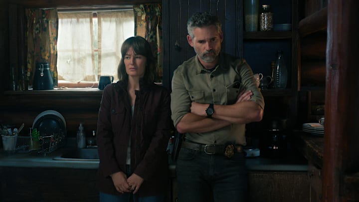 Rosemarie DeWitt as Jill Bodwin, Eric Bana as Kyle Turner in episode 101 of Untamed Rosemarie DeWitt as Jill Bodwin, Eric Bana as Kyle Turner in episode 101 of Untamed