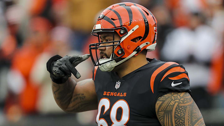 Jan 7, 2024; Cincinnati, Ohio, USA; Cincinnati Bengals defensive tackle Josh Tupou (68) runs onto the field before the game against the Cleveland Browns at Paycor Stadium. Mandatory Credit: Katie Stratman-Imagn Images Jan 7, 2024; Cincinnati, Ohio, USA; Cincinnati Bengals defensive tackle Josh Tupou (68) runs onto the field before the game against the Cleveland Browns at Paycor Stadium. Mandatory Credit: Katie Stratman-Imagn Images