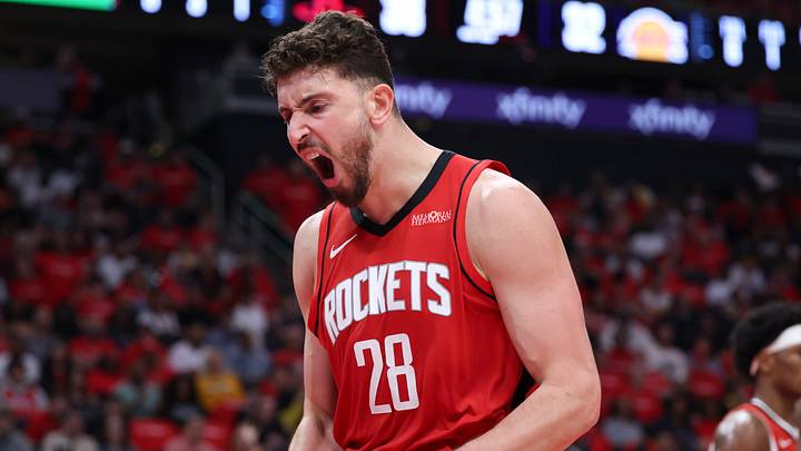 Apr 26, 2026; Houston, Texas, USA; Houston Rockets center Alperen Sengun (28) reacts after a play during the second quarter against the Los Angeles Lakers during game four of the first round of the 2026 NBA Playoffs at Toyota Center. Mandatory Credit: Troy Taormina-Imagn Images Apr 26, 2026; Houston, Texas, USA; Houston Rockets center Alperen Sengun (28) reacts after a play during the second quarter against the Los Angeles Lakers during game four of the first round of the 2026 NBA Playoffs at Toyota Center. Mandatory Credit: Troy Taormina-Imagn Images