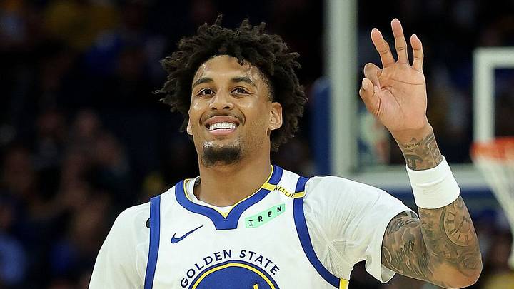 SAN FRANCISCO, CALIFORNIA - OCTOBER 06: Yaxel Lendeborg #1 of the Golden State Warriors reacts after the Warriors made a basket against the Los Angeles Lakers during the second half of their preseason game at Chase Center on October 06, 2026 in San Francisco, California. (Photo by Ezra Shaw/Getty Images)