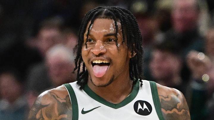 Milwaukee Bucks guard Kevin Porter (7) reacts after leading the  Bucks to a win over the Miami Heat at Fiserv Forum on February 24, 2026.
