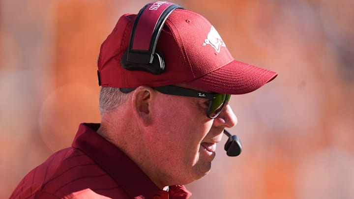 Arkansas interim coach Bobby Petrino during a college football game between Tennessee and Arkansas at Neyland Stadium in Knoxville, Tenn. Arkansas interim coach Bobby Petrino during a college football game between Tennessee and Arkansas at Neyland Stadium in Knoxville, Tenn.