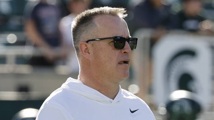 Michigan State head coach Pat Fitzgerald walks around before a game against Nebraska. Michigan State head coach Pat Fitzgerald walks around before a game against Nebraska.