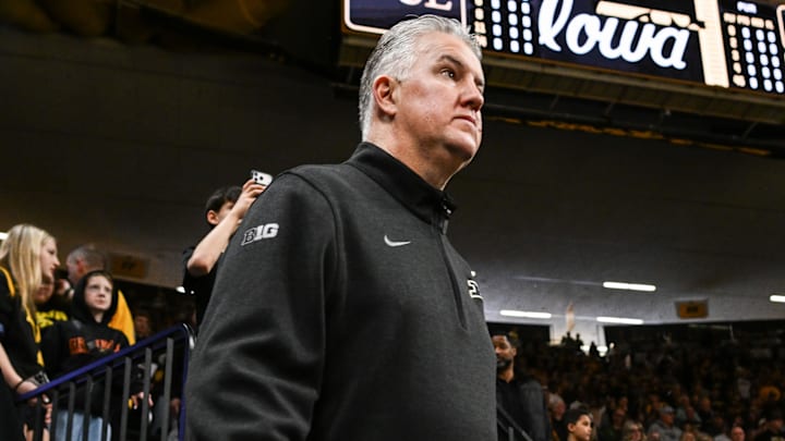 Purdue Boilermakers head coach Matt Painter walks onto the court.