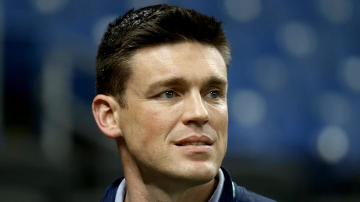 Oct 7, 2021; St. Petersburg, Florida, USA; Tampa Bay Rays general manager Erik Neander before game one of the 2021 ALDS at Tropicana Field. 