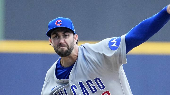 Jun 27, 2026; Milwaukee, Wisconsin, USA; Chicago Cubs pitcher David Peterson (19) delivers a pitch against the Milwaukee Brewers in the first inning at American Family Field. Mandatory Credit: Michael McLoone-Imagn Images
