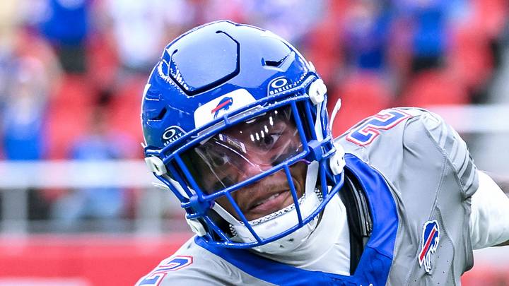Sep 27, 2026; Orchard Park, New York, USA; Buffalo Bills wide receiver DJ Moore (2) runs with the ball after making a catch against the Los Angeles Chargers in the second half at New Highmark Stadium. Mandatory Credit: Mark Konezny-Imagn Images