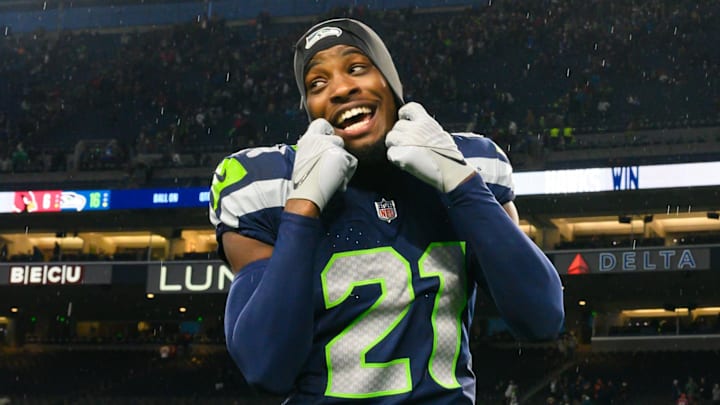 Nov 24, 2024; Seattle, Washington, USA; Seattle Seahawks cornerback Devon Witherspoon (21) walks off the field after the game against the Arizona Cardinals at Lumen Field.