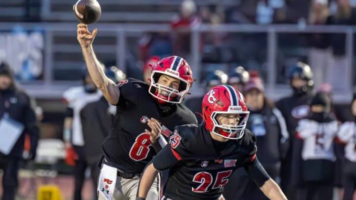 The New Canaan Rams defeated the Cheshire Rams 34-13 last year to win the 2025 CIAC Class L state championship. The Rams opened the defense of their title with a 47-0 win over Trumbull last weekend. The New Canaan Rams defeated the Cheshire Rams 34-13 last year to win the 2025 CIAC Class L state championship. The Rams opened the defense of their title with a 47-0 win over Trumbull last weekend.