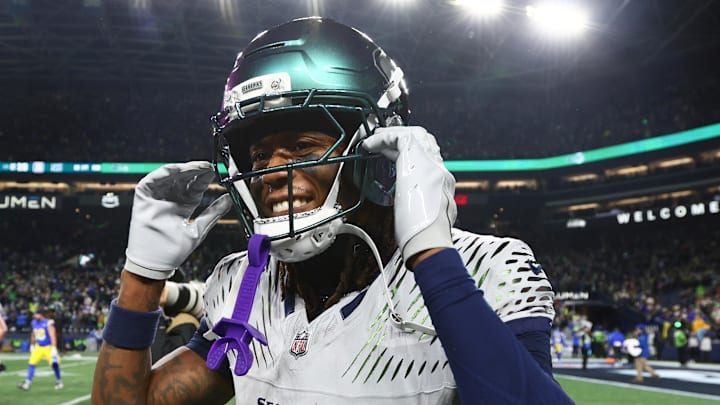 Dec 18, 2025; Seattle, Washington, USA; Seattle Seahawks wide receiver Rashid Shaheed (22) celebrates after defeating the Los Angeles Rams in overtime at Lumen Field. Dec 18, 2025; Seattle, Washington, USA; Seattle Seahawks wide receiver Rashid Shaheed (22) celebrates after defeating the Los Angeles Rams in overtime at Lumen Field.
