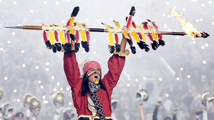 Nov 25, 2022; Tallahassee, Florida, USA; Florida State Seminoles symbol Chief Osceola plants the spear at midfield before the game against the Florida Gators at Doak S. Campbell Stadium. Mandatory Credit: Melina Myers-USA TODAY Sports