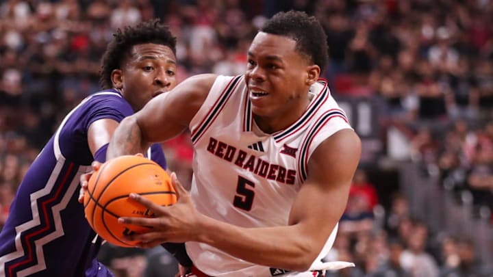 Texas Tech's Josiah Moseley makes a move against TCU during a Big 12 Conference men's basketball game, Tuesday, March 3, 2026, in United Supermarkets Arena.