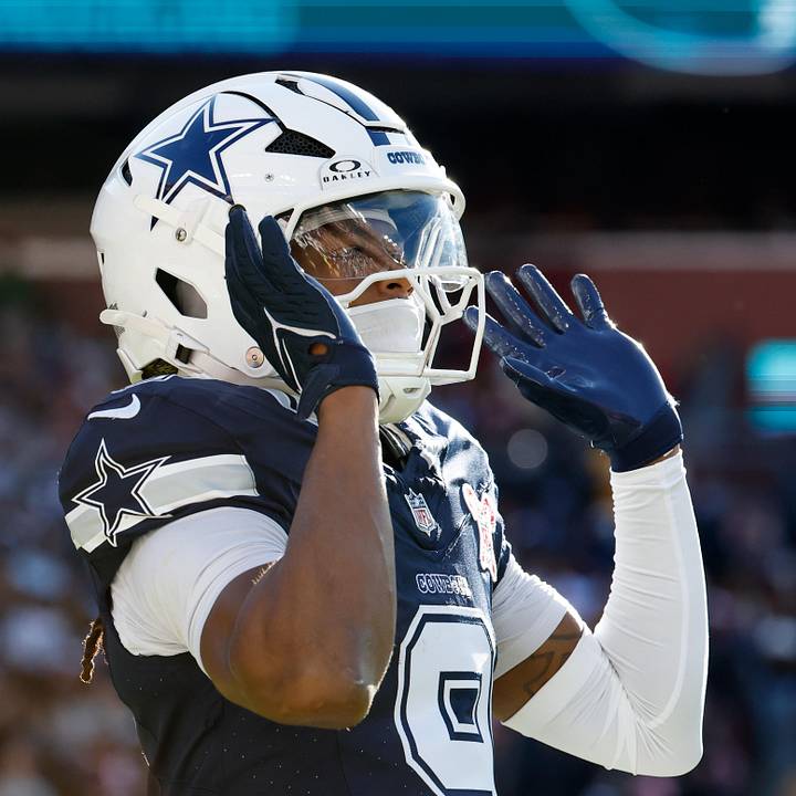 Dallas Cowboys wide receiver Kavontae Turpin celebrates after scoring a touchdown against the Washington Commanders.