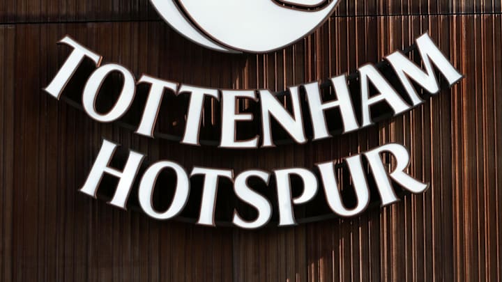 Oct 11, 2025; London, United Kingdom; The Tottenham Hotspur cockerel logo at Tottenham Hotspur Stadium. Mandatory Credit: Kirby Lee-Imagn Images