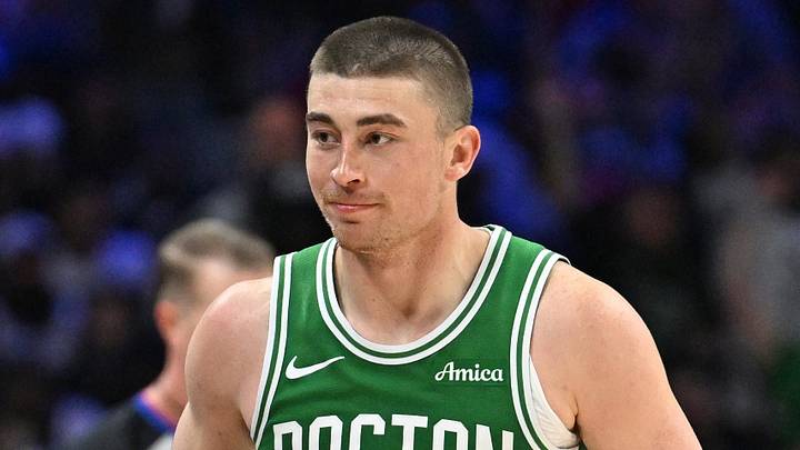 Apr 26, 2026; Philadelphia, Pennsylvania, USA; Boston Celtics guard Payton Pritchard (11) reacts after making a three point basket against the Philadelphia 76ers during the second half at Xfinity Mobile Arena. Mandatory Credit: Eric Hartline-Imagn Images