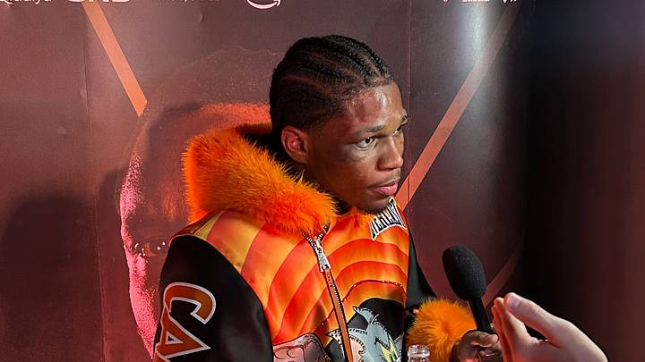 Raymond Ford in Riyadh answering questions after his victory over Abraham Nova