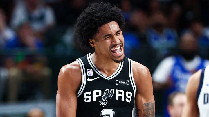 Oct 22, 2025; Dallas, Texas, USA; San Antonio Spurs guard Dylan Harper (2) reacts during the first half against the Dallas Mavericks at American Airlines Center. Mandatory Credit: Kevin Jairaj-Imagn Images Oct 22, 2025; Dallas, Texas, USA; San Antonio Spurs guard Dylan Harper (2) reacts during the first half against the Dallas Mavericks at American Airlines Center. Mandatory Credit: Kevin Jairaj-Imagn Images