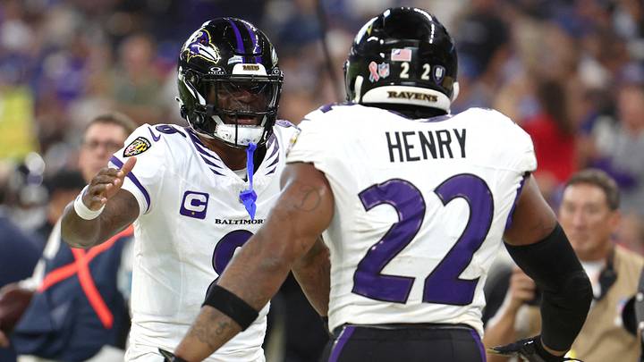 Baltimore Ravens quarterback Lamar Jackson and running back Derrick Henry Baltimore Ravens quarterback Lamar Jackson and running back Derrick Henry