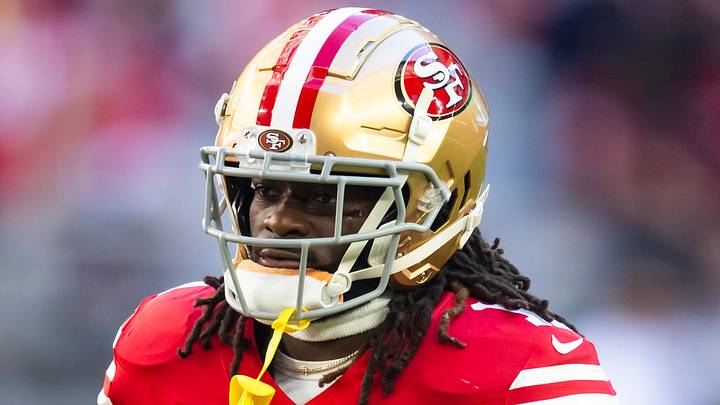 San Francisco 49ers wide receiver Brandon Aiyuk (11) looks on
