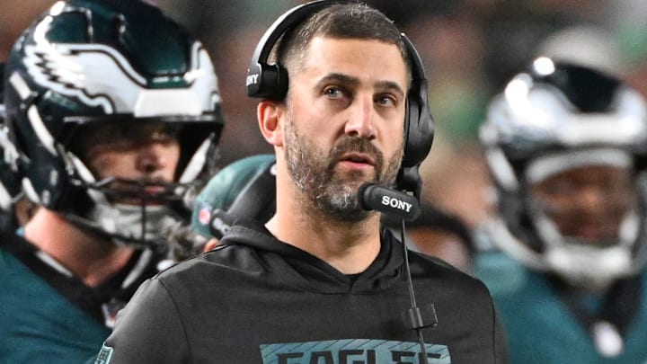 Sep 4, 2025; Philadelphia, Pennsylvania, USA; Philadelphia Eagles head coach Nick Sirianni on the sidelines against the Dallas Cowboys at Lincoln Financial Field. Mandatory Credit: Eric Hartline-Imagn Images