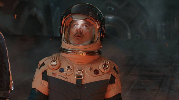Ebon Moss-Bachrach as Ben Grimm/The Thing, Pedro Pascal as Reed Richards/Mister Fantastic and Vanessa Kirby as Sue Storm/Invisible Woman in 20th Century Studios/Marvel Studios' THE FANTASTIC FOUR: FIRST STEPS. Photo courtesy of Marvel Studios. © 2025 20th Century Studios / © and ™ 2025 MARVEL Ebon Moss-Bachrach as Ben Grimm/The Thing, Pedro Pascal as Reed Richards/Mister Fantastic and Vanessa Kirby as Sue Storm/Invisible Woman in 20th Century Studios/Marvel Studios' THE FANTASTIC FOUR: FIRST STEPS. Photo courtesy of Marvel Studios. © 2025 20th Century Studios / © and ™ 2025 MARVEL