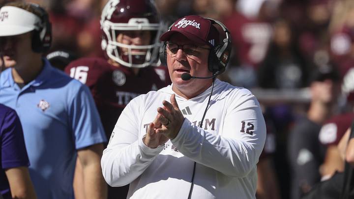 Texas A&M Aggies head coach Mike Elko reacts during the second quarter against the South Carolina Gamecocks at Kyle Field. Texas A&M Aggies head coach Mike Elko reacts during the second quarter against the South Carolina Gamecocks at Kyle Field.