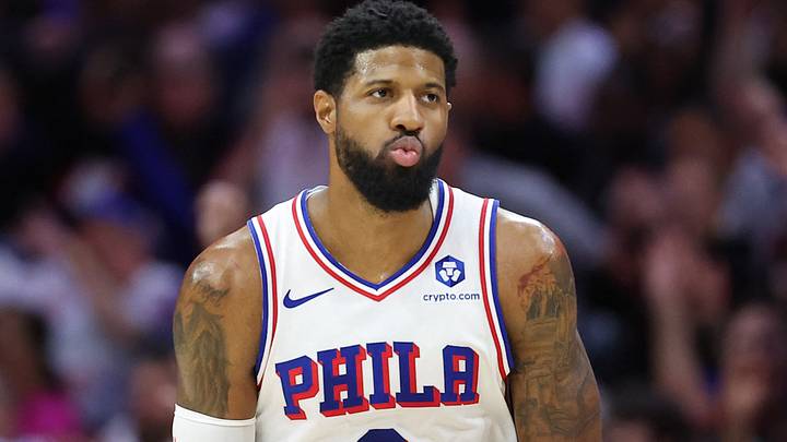 May 8, 2026; Philadelphia, Pennsylvania, USA; Philadelphia 76ers forward Paul George (8) reacts to his three pointer against the New York Knicks during the first quarter of game three of the second round of the 2026 NBA Playoffs at Xfinity Mobile Arena. Mandatory Credit: Bill Streicher-Imagn Images May 8, 2026; Philadelphia, Pennsylvania, USA; Philadelphia 76ers forward Paul George (8) reacts to his three pointer against the New York Knicks during the first quarter of game three of the second round of the 2026 NBA Playoffs at Xfinity Mobile Arena. Mandatory Credit: Bill Streicher-Imagn Images