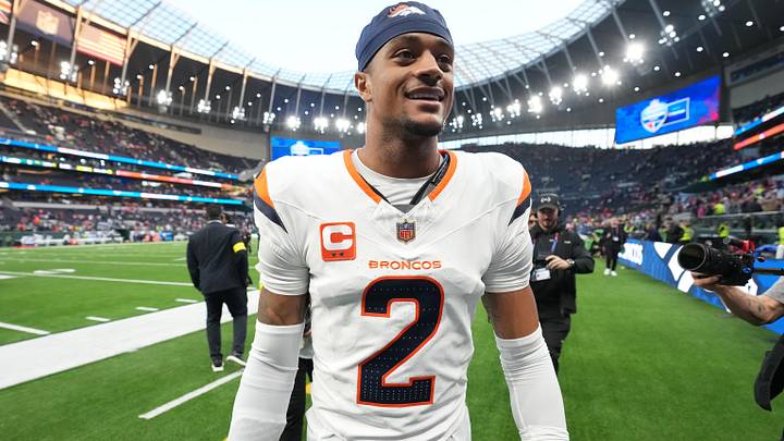Oct 12, 2025; Tottenham, United Kingdom; Denver Broncos cornerback Pat Surtain II (2) leaves the field after an NFL International Series game against the New York Jets at Tottenham Hotspur Stadium. Oct 12, 2025; Tottenham, United Kingdom; Denver Broncos cornerback Pat Surtain II (2) leaves the field after an NFL International Series game against the New York Jets at Tottenham Hotspur Stadium.