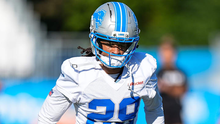 Detroit Lions cornerback Avonte Maddox practices during training camp at Meijer Performance Center.