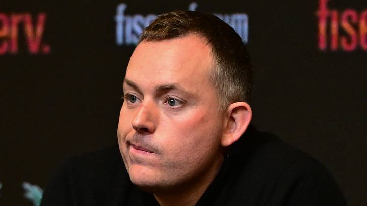 Milwaukee Bucks general manager Jon Horst addresses the media after head coach Adrian Griffin (not pictured) was dismissed at Fiserv Forum on January 24, 2024.
