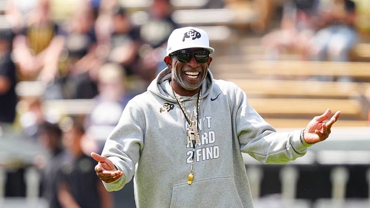 Colorado Buffaloes head coach Deion Sanders before the game against the Delaware Fighting Blue Hens at Folsom Field. Colorado Buffaloes head coach Deion Sanders before the game against the Delaware Fighting Blue Hens at Folsom Field.