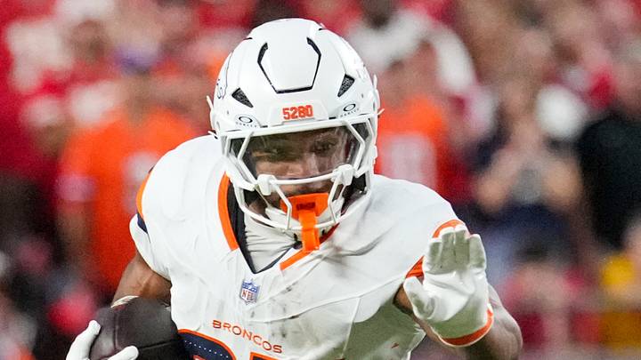 Denver Broncos running back J.K. Dobbins Denver Broncos running back J.K. Dobbins