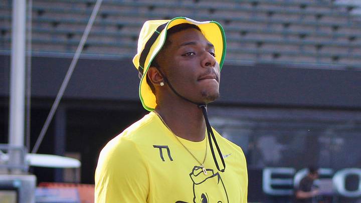 July 27, 2024; Eugene, OR, USA; Kendre Harrison, part of the top-ranked recruits, flocked to Eugene for the 2024 Oregon Ducks Saturday Night Live; July 27, 2024; Eugene, OR, USA; Kendre Harrison, part of the top-ranked recruits, flocked to Eugene for the 2024 Oregon Ducks Saturday Night Live;
