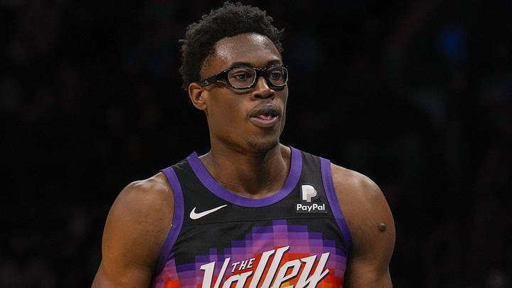 Jan 2, 2022; Charlotte, North Carolina, USA; Phoenix Suns forward Jalen Smith (10) looks on during the second half against the Charlotte Hornets at the Spectrum Center. Mandatory Credit: Jim Dedmon-Imagn Images Jan 2, 2022; Charlotte, North Carolina, USA; Phoenix Suns forward Jalen Smith (10) looks on during the second half against the Charlotte Hornets at the Spectrum Center. Mandatory Credit: Jim Dedmon-Imagn Images