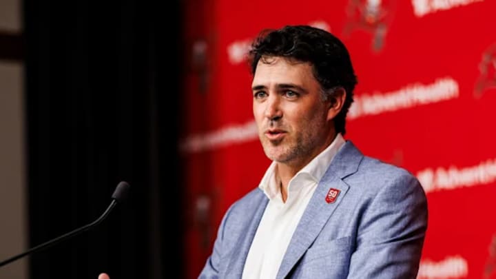 Offensive Coordinator Zac Robinson of the Tampa Bay Buccaneers during his introductory press conference