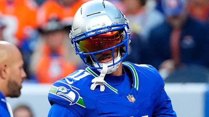 Seattle Seahawks wide receiver Jaxon Smith-Njigba warms up before the game against the Denver Broncos at Empower Field.
