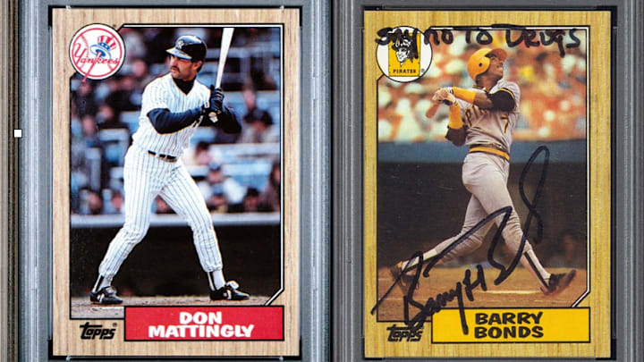 1987 Topps baseball cards are hot in the card market. A signed Barry Bonds rookie from the set with a "Say No to Drugs" inscription sold for $15,000. 