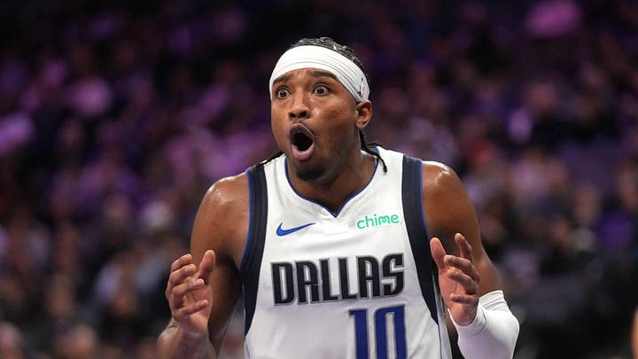 Jan 6, 2026; Sacramento, California, USA; Dallas Mavericks guard Brandon Williams (10) reacts after being called for a foul against the Sacramento Kings in the fourth quarter at the Golden 1 Center. Mandatory Credit: Cary Edmondson-Imagn Images Jan 6, 2026; Sacramento, California, USA; Dallas Mavericks guard Brandon Williams (10) reacts after being called for a foul against the Sacramento Kings in the fourth quarter at the Golden 1 Center. Mandatory Credit: Cary Edmondson-Imagn Images