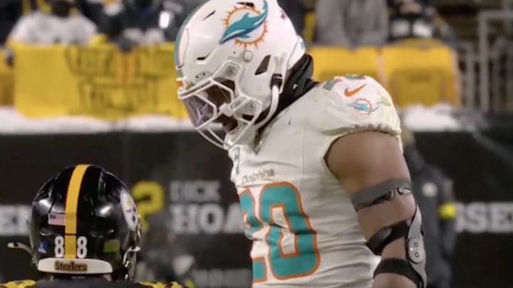 Jordyn Brooks stood over Pat Freiermuth after a big hit and it cost his team big time. Jordyn Brooks stood over Pat Freiermuth after a big hit and it cost his team big time.